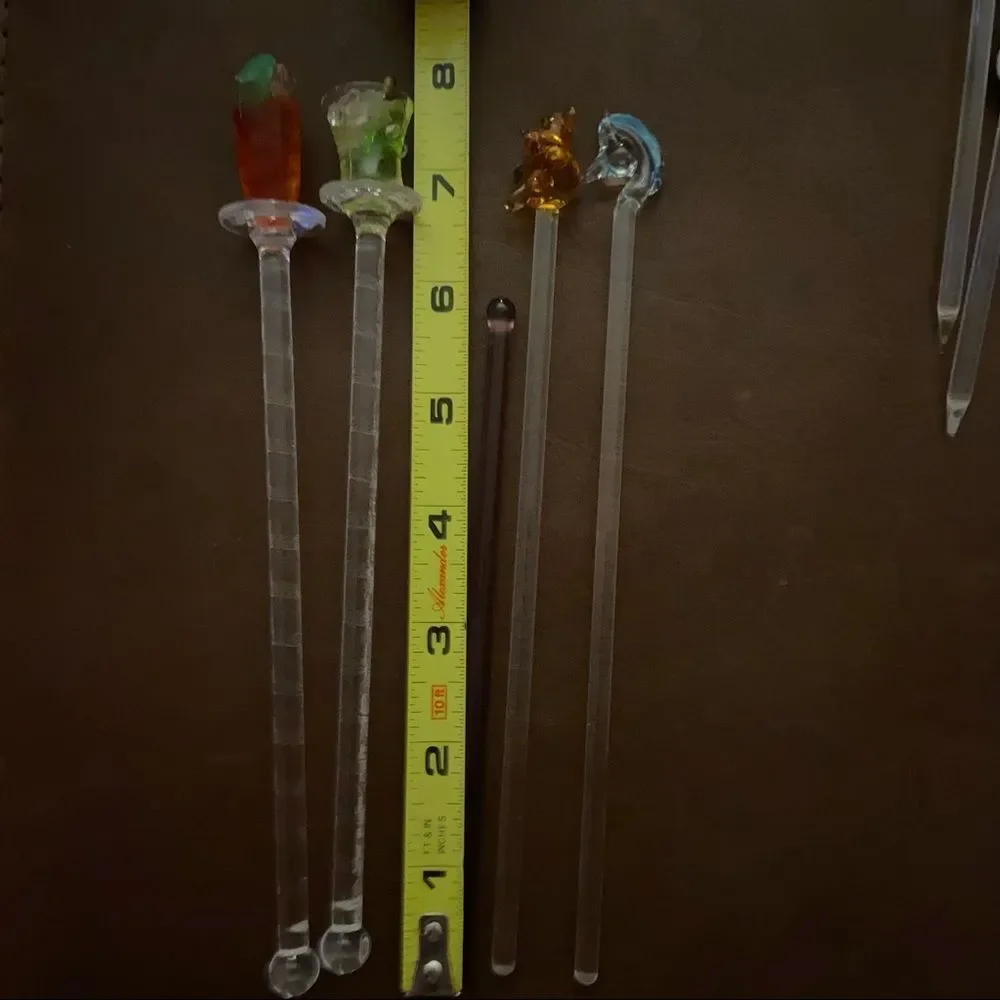 Various Glass drink stirrers and spears 10 Vintage - excellent condition